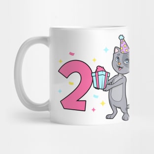 I am 2 with cat - girl birthday 2 years old Mug